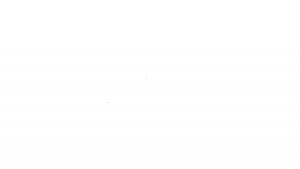 白い背景に黒いエコフレンドリーなハウスラインアイコン。葉っぱのエコハウス。4kビデオモーショングラフィックアニメーション — ストック動画