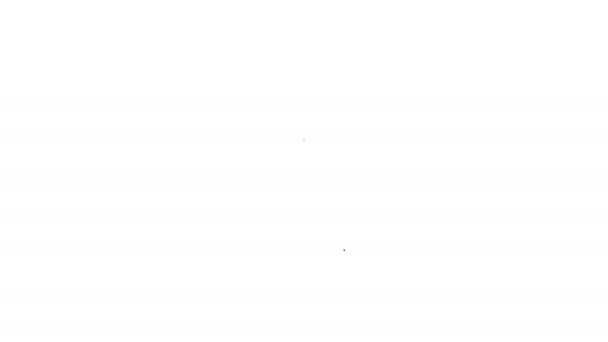 Etiqueta negra con icono de línea de símbolo de hoja sobre fondo blanco. Banner, etiqueta, etiqueta, logotipo, etiqueta para eco verde. Animación gráfica de vídeo 4K — Vídeo de stock