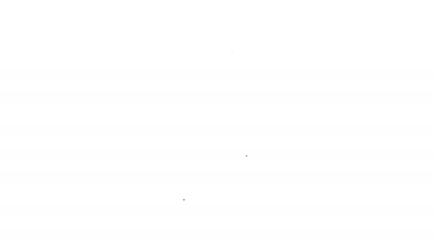 Schwarzes Öko-Naturblatt und Batterieleitungssymbol auf weißem Hintergrund. Energie basierend auf ökologischem Sparkonzept. 4k Video Motion Graphic Animation — Stockvideo