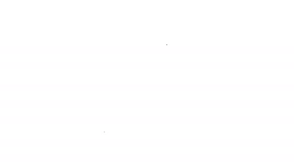 Μαύρο χάρτινο εικονίδιο γραμμή τσάντα αγοράς σε λευκό φόντο. Πινακίδα συσκευασίας. κίνηση γραφικού κινουμένων σχεδίων 4K βίντεο — Αρχείο Βίντεο