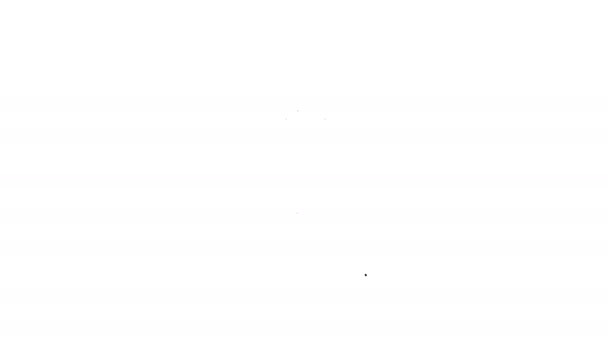 Svart Grill linje ikon på vit bakgrund. BBQ grillparty. 4K video rörelse grafisk animation — Stockvideo