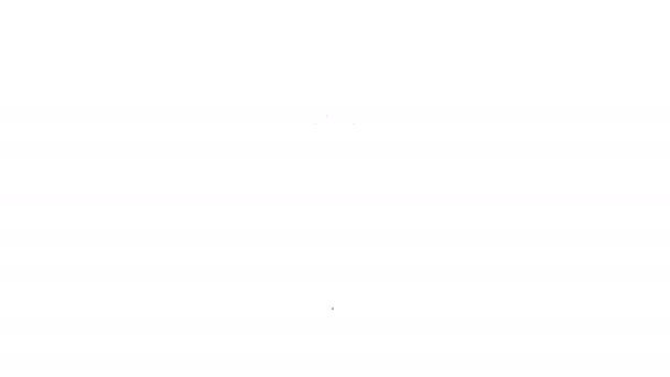 Salsiccia nera sulla forchetta con icona a linea di vapore su sfondo bianco. Salsiccia alla griglia e aroma segno. Animazione grafica 4K Video motion — Video Stock