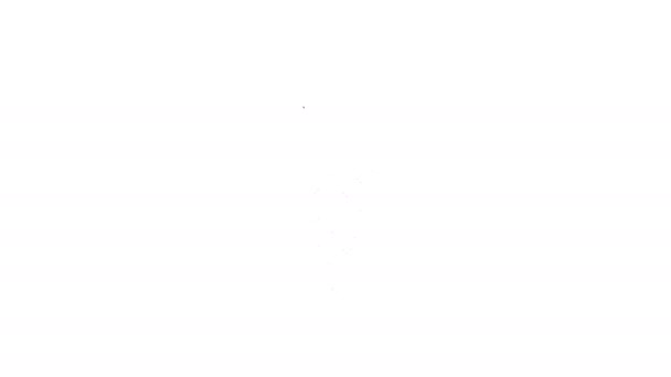 Helado negro en el icono de la línea de cono de gofre sobre fondo blanco. Dulce símbolo. Animación gráfica de vídeo 4K — Vídeos de Stock