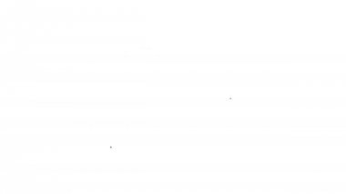 Beyaz arka plan üzerinde Black Hotel bina çizgi simgesi. 4k Video hareket grafik animasyon