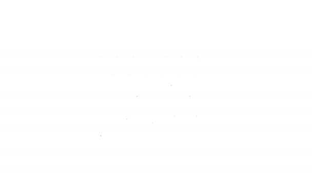 Negro Sex shop edificio con toldo rayado icono en fondo blanco. Tienda de sexo, tienda de sexo en línea, concepto de productos eróticos para adultos. Animación gráfica de vídeo 4K — Vídeo de stock