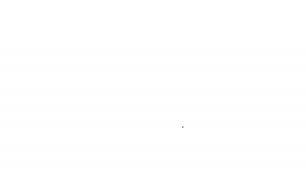 Noir Sexy menottes moelleuses ligne icône sur fond blanc. Menottes avec fourrure. Accessoire fétiche. Sex-shop pour sadique et masochiste. Animation graphique de mouvement vidéo 4K — Video