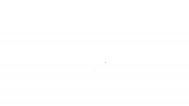 Gag palla in silicone nero con un'icona della linea di cintura in pelle su sfondo bianco. Accessorio feticista. Giocattolo del sesso per uomini e donne. Animazione grafica 4K Video motion — Video Stock