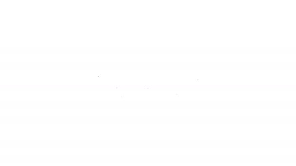Bola de silicone preto mordaça com um ícone de linha de cinto de couro no fundo branco. Um acessório fetichista. Brinquedo sexual para homens e mulheres. Animação gráfica em movimento de vídeo 4K — Vídeo de Stock
