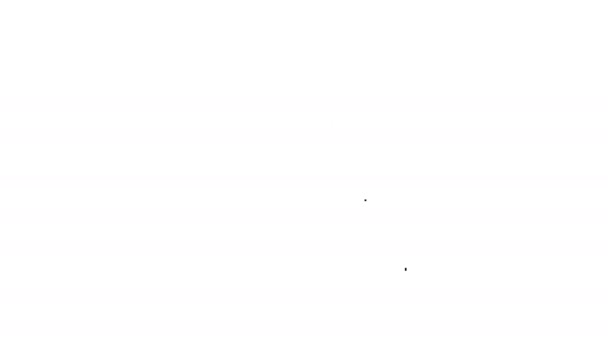 Bâtiment supermarché noir avec icône de ligne de panier sur fond blanc. Magasin ou magasin. Bâtiment commercial. Animation graphique de mouvement vidéo 4K — Video