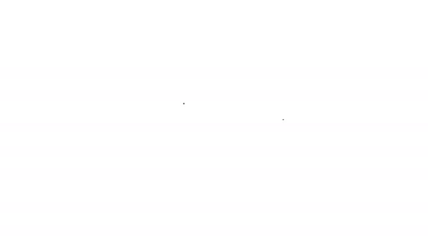 Schwarzes Hörbuch-Zeilensymbol auf weißem Hintergrund. Buch mit Kopfhörer. Audioguide-Schild. Online-Lernkonzept. 4k Video Motion Graphic Animation — Stockvideo