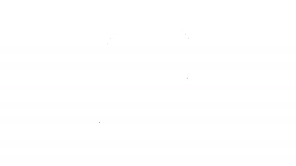Черная открытая иконка линии книги на белом фоне. Видеографическая анимация 4K — стоковое видео