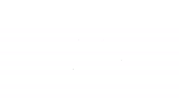 Icono de la línea de construcción de la ruleta negra sobre fondo blanco. Cinta métrica símbolo. Animación gráfica de vídeo 4K — Vídeos de Stock