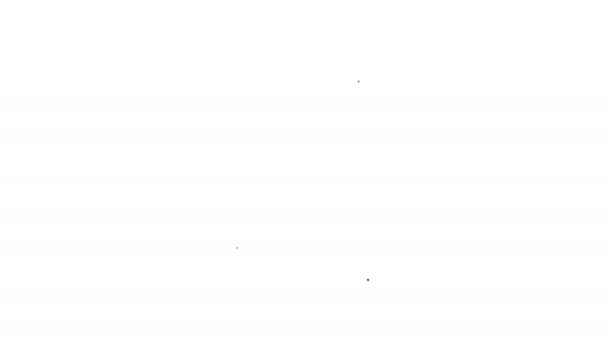 Zwarte gekruiste liniaal en potlood lijn pictogram op witte achtergrond. Symbool voor rechttrekken. Teken-en educatieve tools. 4k video Motion grafische animatie — Stockvideo