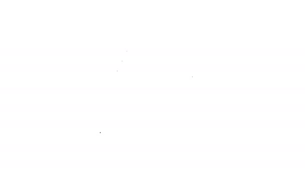 Zwarte lade met document lijn pictogram op witte achtergrond. Archief papierlade. Lade van de CAB-bestand. Kantoormeubilair. 4k video Motion grafische animatie — Stockvideo