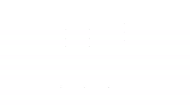 Pastas de escritório preto com papéis e documentos ícone de linha no fundo branco. Ligantes de escritório. Arquivo de pasta sinal. Animação gráfica em movimento de vídeo 4K — Vídeo de Stock