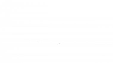 Beyaz arka plan üzerinde Siyah Pizza bıçak çizgi simgesi. Pizza kesici işareti. Çelik mutfak eşyaları ekipmanları. 4k Video hareket grafik animasyon