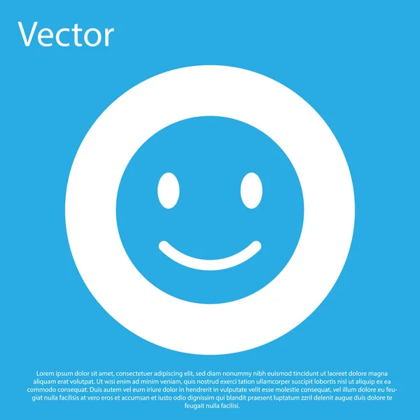 Blaues Lächeln Gesicht Symbol isoliert auf blauem Hintergrund. Lächeln Emoticon. fröhliche Smiley-Chat-Symbol. weißer Kreis-Knopf. Vektorillustration — Stockvektor