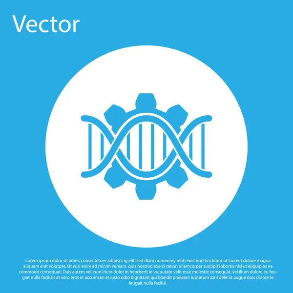 Icona di ingegneria genetica blu isolata su sfondo blu. Analisi del DNA, test genetici, clonazione, test di paternita '. Pulsante cerchio bianco. Design piatto. Illustrazione vettoriale — Vettoriale Stock