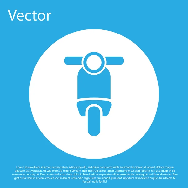 Icono de Scooter azul aislado sobre fondo azul. Botón círculo blanco. Ilustración vectorial — Vector de stock