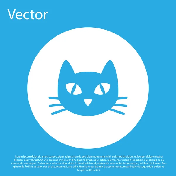 Blaue Katze Symbol isoliert auf blauem Hintergrund. weißer Kreis-Knopf. Vektorillustration — Stockvektor