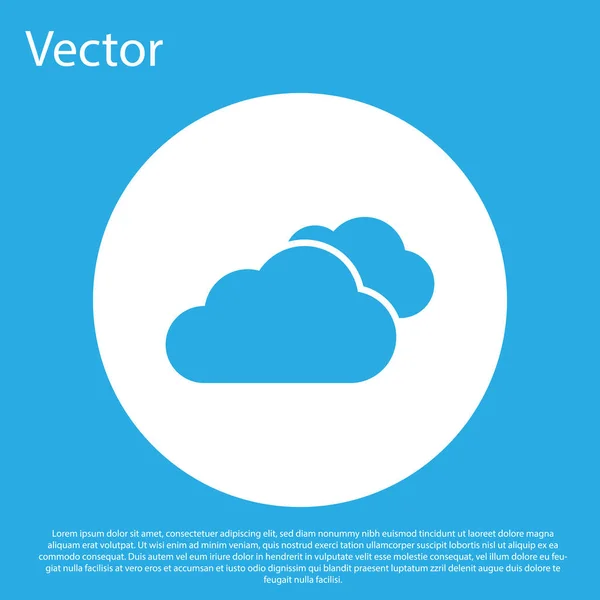 Blue Cloud icon isolated on blue background. White circle button. Flat design. Vector Illustration — Stock Vector