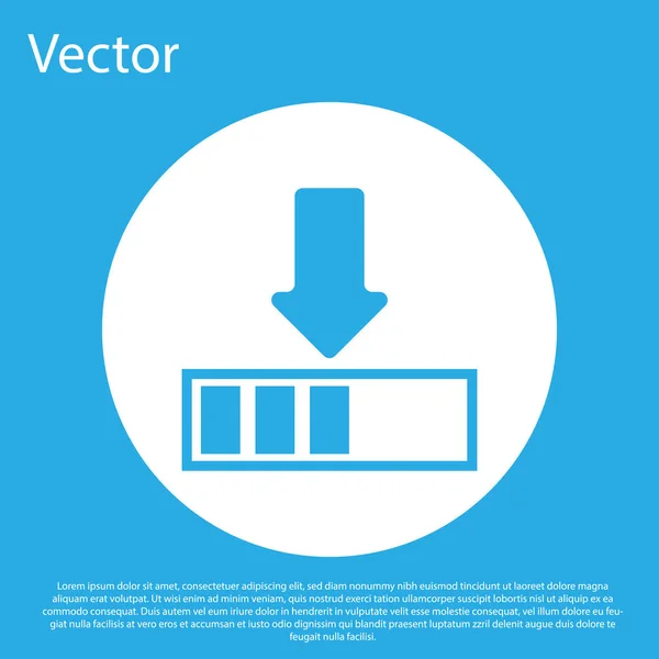 Синий значок Загрузка выделен на синем фоне. Мбаппе в процессе. Regress bar icon. Кнопка белого круга. Плоский дизайн. Векторная миграция — стоковый вектор