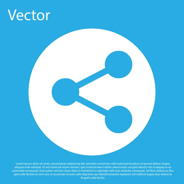 Kék részvény ikon izolált kék háttér. Osztozik, cserépdarab, kommunikáció piktogram, társadalmi média, kapcsolat, hálózat, kioszt jel. Fehér kör gomb. Lapos kialakítás. Vektoros illusztráció — Stock Vector
