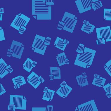 Mavi Silme dosya belge simgesi mavi arka planda sorunsuz desen yalıtılmış. Geri dönüşüm kutusu işareti ile kağıt kağıt. Reddedilen belge simgesi. Kağıt üzerinde çapraz. Vektör İllüstrasyonu