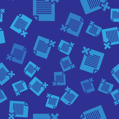 Mavi Silme dosya belge simgesi mavi arka planda sorunsuz desen yalıtılmış. Reddedilen belge simgesi. Kağıt üzerinde çapraz. Vektör İllüstrasyonu