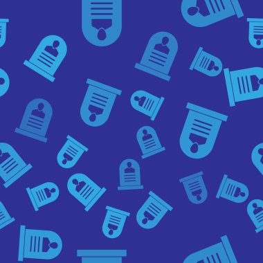 Üzerinde Rip yazan Mavi Mezar Taşı simgesi mavi arka plan üzerinde izole dikişsiz desen. Mezar simgesi. Vektör İllüstrasyonu