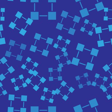 Mavi Blockchain teknoloji simgesi mavi arka plan üzerinde sorunsuz desen izole. Cryptocurrency veri işareti. Soyut geometrik blok zincir ağ teknolojisi iş. Vektör İllüstrasyonu