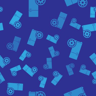 Mavi Buzdolabı ve dişli simgesi mavi arka plan üzerinde izole dikişsiz desen. Uygulama, servis konsepti, ayar seçenekleri, bakım, onarım, sabitleme ayarlama. Vektör İllüstrasyonu