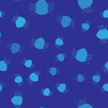 Mavi Siber güvenlik simgesi mavi arka plan üzerinde sorunsuz desen izole. Kalkan işareti. Güvenlik konsepti. Dijital veri koruması. Vektör İllüstrasyonu