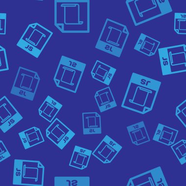 Mavi Js dosya belge simgesi. Mavi arka plan üzerinde js düğme simgesi yalıtılmış sorunsuz desen indirin. Js dosya sembolü. Vektör İllüstrasyonu