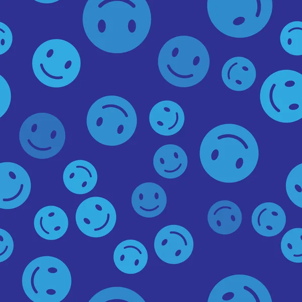 Mavi Smile yüz simgesi mavi arka plan üzerinde izole dikişsiz desen. Gülümseyen ifade. Mutlu gülen sohbet sembolü. Vektör İllüstrasyonu