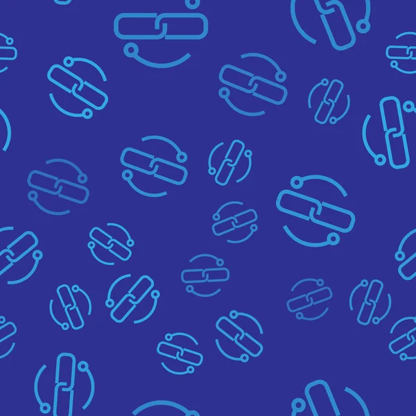 Blue Chain link line icon isolé motif sans couture sur fond bleu. Lien simple. Illustration vectorielle — Image vectorielle