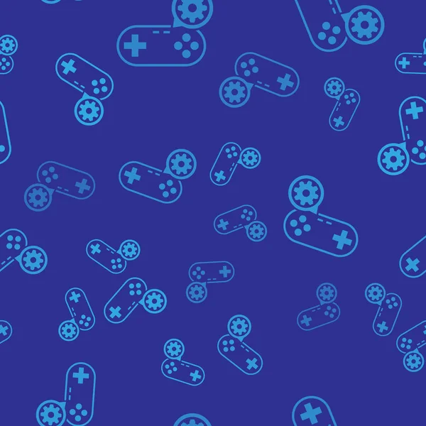 Gamepad bleu et icône d'engrenage isolé motif sans couture sur fond bleu. Réglage app, concept de service, options de réglage, entretien, réparation, réparation. Illustration vectorielle — Image vectorielle
