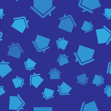 Mavi Ev simgesi mavi arka plan üzerinde sorunsuz desen izole. Ev sembolü. Vektör İllüstrasyonu