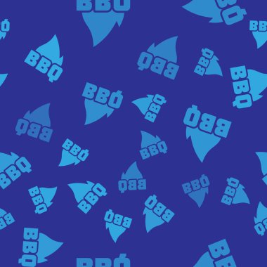 Mavi Barbekü yangın alev simgesi mavi arka plan üzerinde sorunsuz desen izole. Isı sembolü. Barbekü ızgara partisi. Vektör İllüstrasyonu