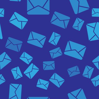 Mavi Zarf simgesi mavi arka plan üzerinde sorunsuz desen izole. E-posta ileti mektubu simgesi. Vektör İllüstrasyonu