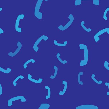 Mavi Telefon ahizesimgesi mavi arka plan üzerinde sorunsuz desen izole. Telefon tabelası. Vektör İllüstrasyonu