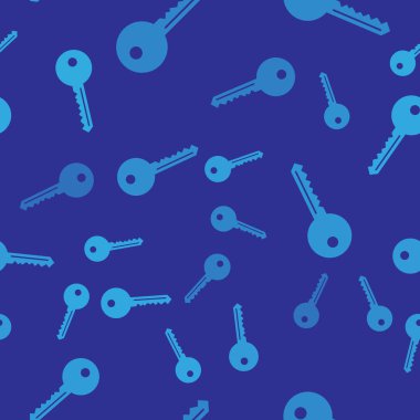 Mavi Anahtar simgesi mavi arka plan üzerinde sorunsuz desen izole. Vektör İllüstrasyonu