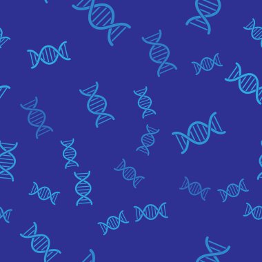Mavi Dna sembolü simgesi mavi arka plan üzerinde sorunsuz desen izole. Vektör İllüstrasyonu