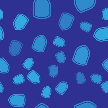 Mavi Kalkan simgesi mavi arka plan üzerinde sorunsuz desen izole. Koruma işareti. Vektör İllüstrasyonu