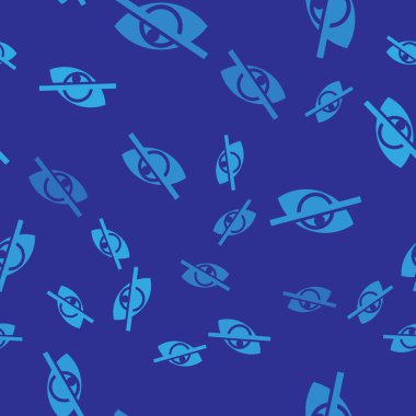 Mavi Görünmez veya gizlemek simgesi mavi arka plan üzerinde izole sorunsuz desen. Vektör İllüstrasyonu