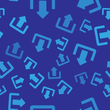 Mavi Upload simgesi mavi arka plan üzerinde sorunsuz desen izole. Yukarı ok. Vektör İllüstrasyonu