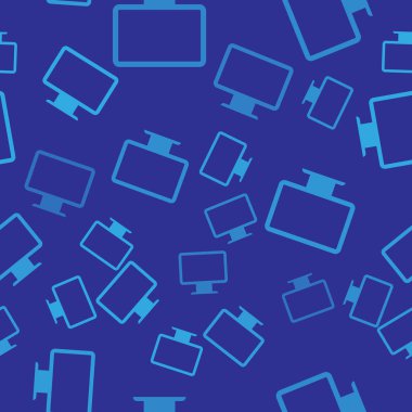 Mavi Bilgisayar monitör ekran simgesi mavi arka plan üzerinde sorunsuz desen izole. Elektronik cihaz. Ön görüş. Vektör İllüstrasyonu