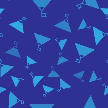 Mavi Dağlar ve üst simgeüzerinde bayrak mavi arka plan üzerinde sorunsuz desen izole. Zafer veya başarı kavramının sembolü. Vektör İllüstrasyonu