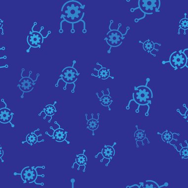 Mavi Algoritma simgesi mavi arka plan üzerinde sorunsuz desen izole. Yapay Zeka koleksiyonundan algoritma sembolü tasarımı. Vektör İllüstrasyonu