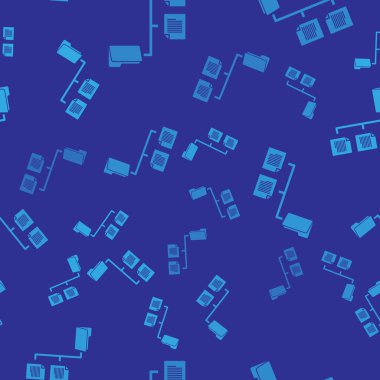 Mavi Klasör ağacı simgesi mavi arka planda sorunsuz desen yalıtılmış. Bilgisayar ağı dosya klasörü organizasyon yapısı akış şeması. Vektör İllüstrasyonu